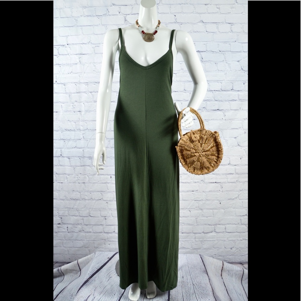 NWT Zenana Plus Size V Neck Green Maxi Dress With Pockets Various - Picture 7 of 10